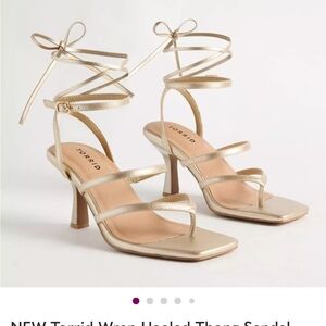 In Search Of Torrid Metallic Gold Strappy Heels